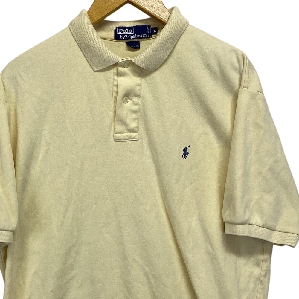 Polo Ralph Lauren Yellow Polo Shirt Men's Large Short Sleeve Blue Pony Preppy